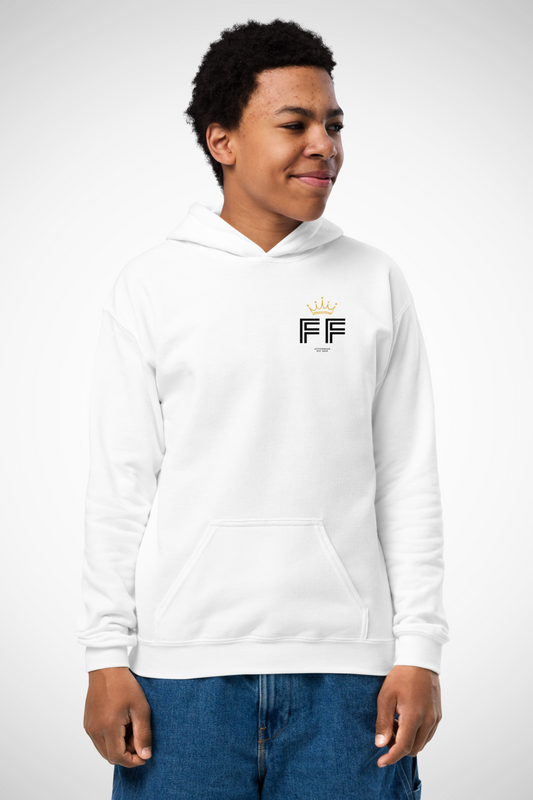 FitForge Teens Heavy Blend Hoodie - Bold White