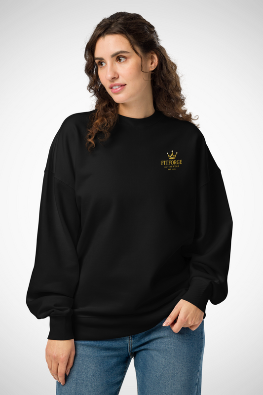 FitForge Women's Organic Oversized Sweater - Royalty Black