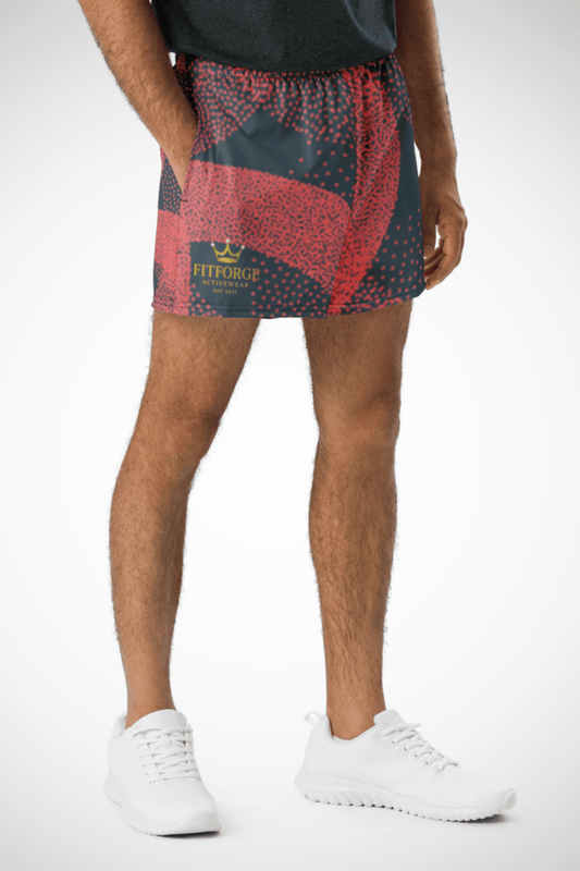 FitForge Men's Athletic Shorts - Red Blitz Royalty - FitForge Online