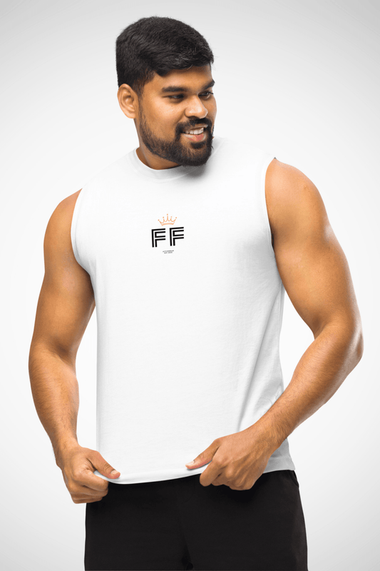 FitForge Men's Muscle Tank - Bold White - FitForge Online