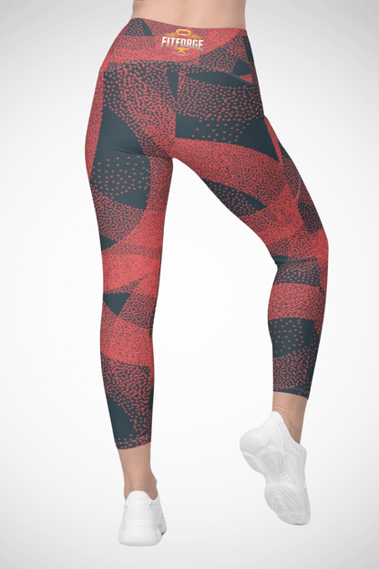 FitForge Women's Yoga Leggings - Red Blitz - FitForge Online