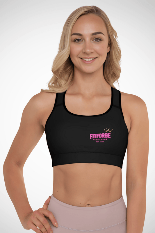 FitForge Sports Bra - Royalty: Black/Pink - FitForge Online